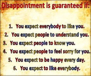 The day you learn to control your expectations is the day you control you.